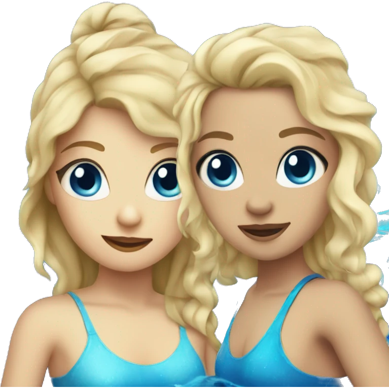 girl in a swimming costume with blue eyes, blonde with sea wave hair emoji