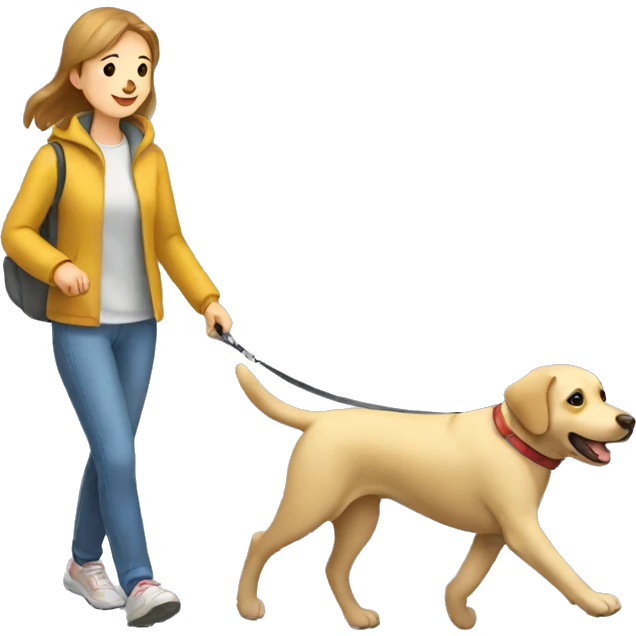 Labrador dog walking with owner emoji
