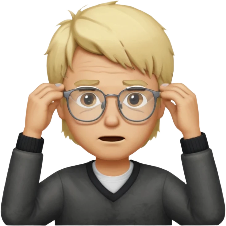 Man pulling hair out with glasses and blonde emoji