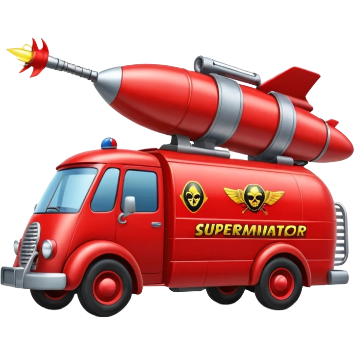 Heroic SuperBug Ron’s exterminator antique rocket powered moving van (motto: Killing bugs is fun) emoji