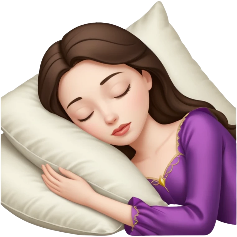 sleeping beauty brunette white girl with a silk pillow emoji