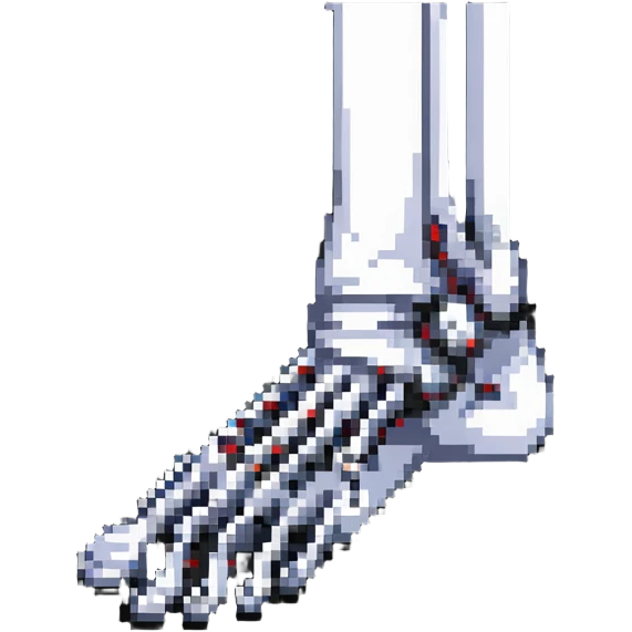pixelated skeleton foot, bone structure of foot emoji