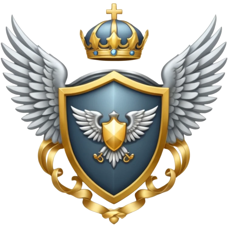 holy emblem with silver wings and shield in the middle emoji