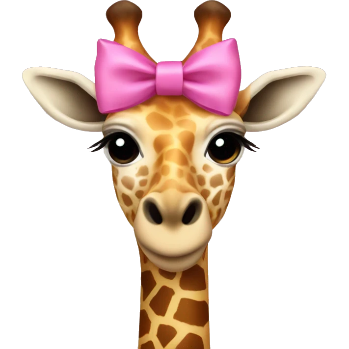 giraffe with a pink bow on head emoji