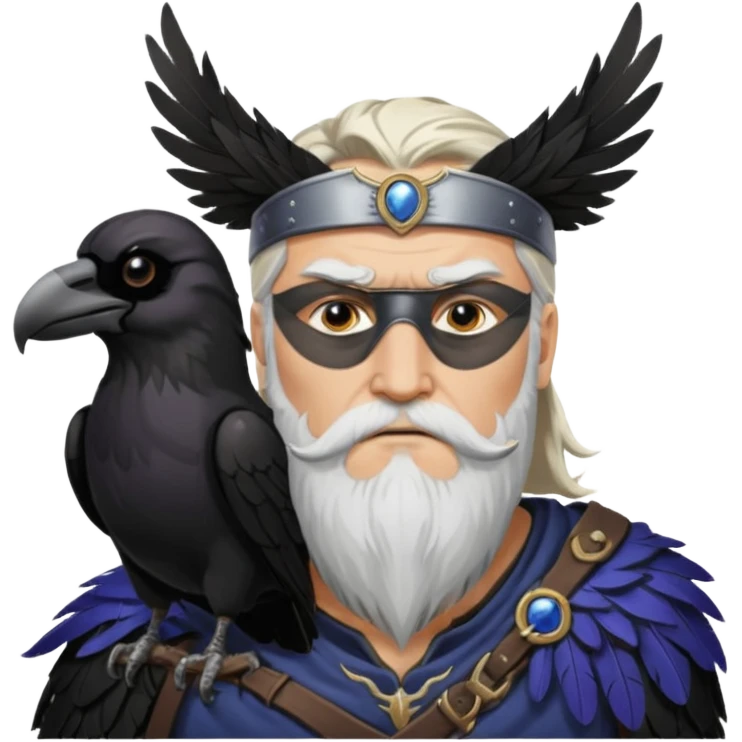 norse god odin with eyepatch on his left eye and raven on his shoulder emoji