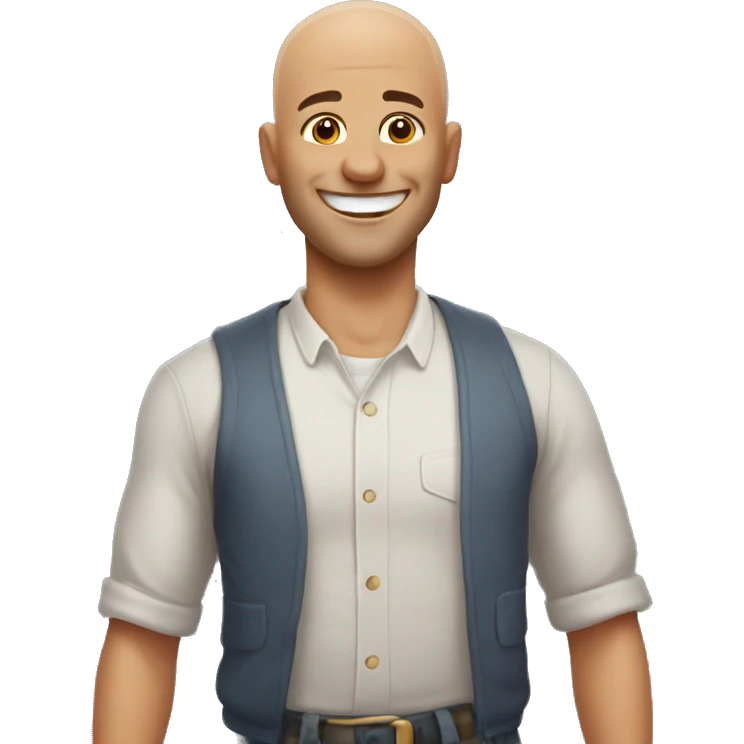 Bald man smiling 🧑‍🦲  emoji