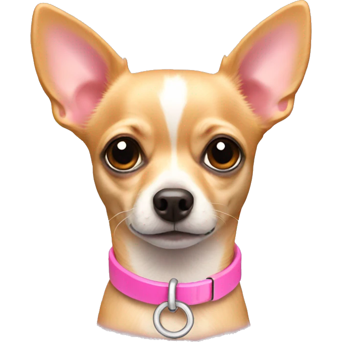 A chihuahua wearing a pink collar  emoji