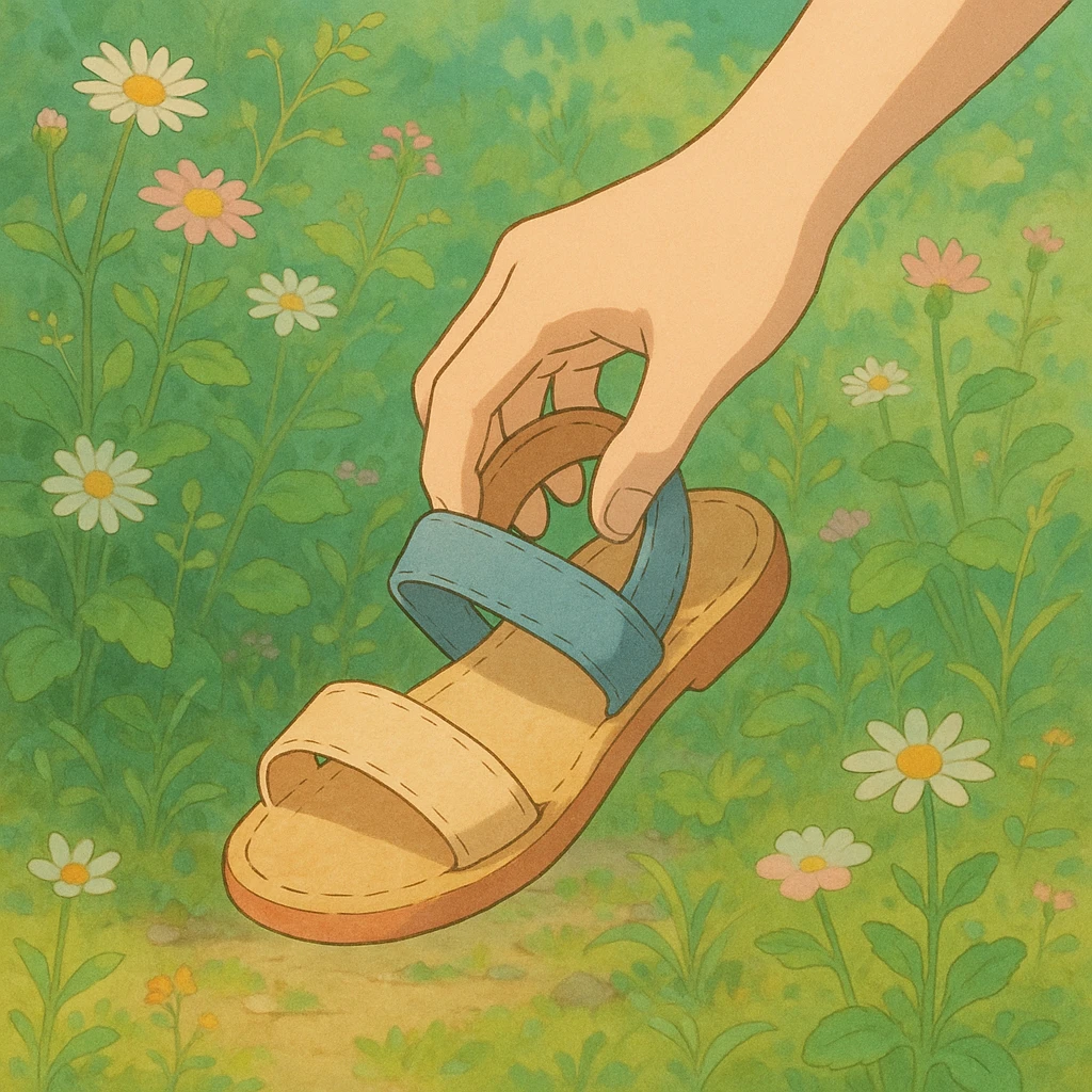 a hand grabbing a sandal emoji