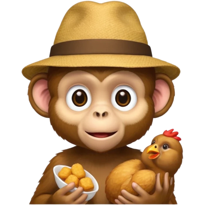 Monkey with a hat and chicken nuggets emoji