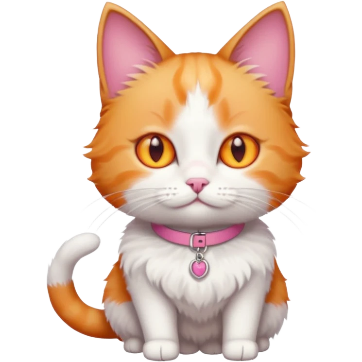 full body small short hair ginger and white cat with orange eyes  emoji