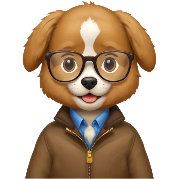 dog wearing jacket and glasses emoji