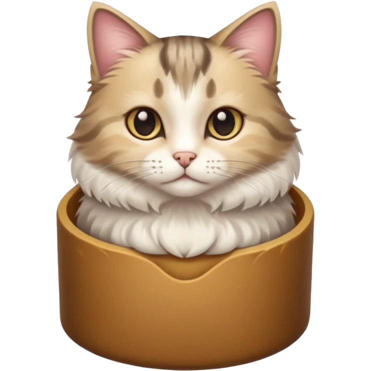 mix of white and tabby cat in a cylinder emoji