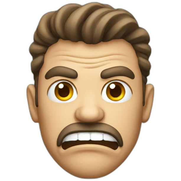 angry trucker with large mouth emoji