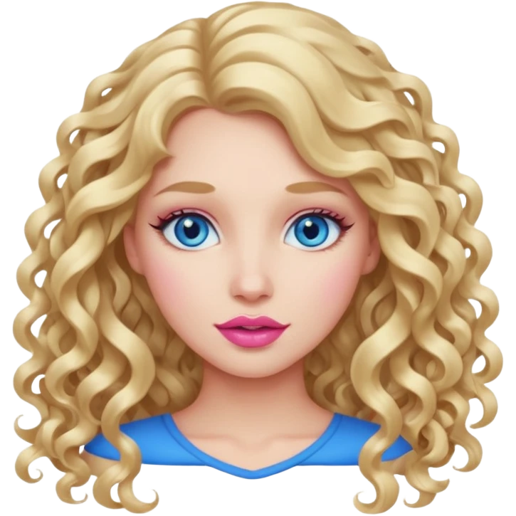 açık tenli  uzun kıvırcık sarı saçlı mavi gözlü   dudak rengi pembe yetişkin kadın bana emoji oluştur emoji