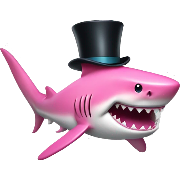 Pink shark with top hat emoji