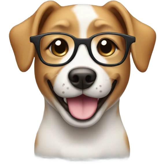 A dog smiling with glasses emoji