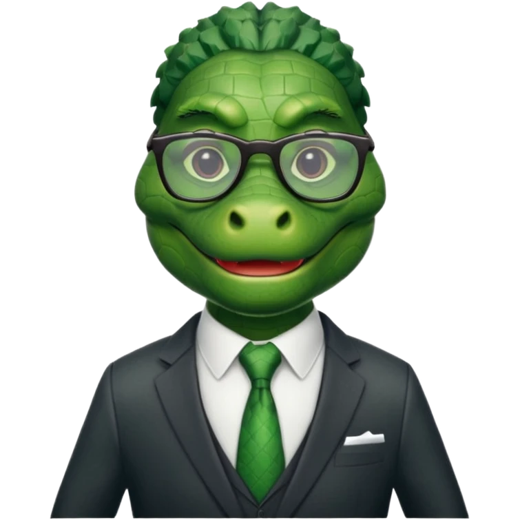 alligator with clothes and wearing glasses emoji