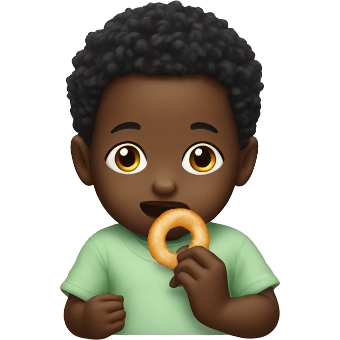 A black baby eating a onion ring emoji