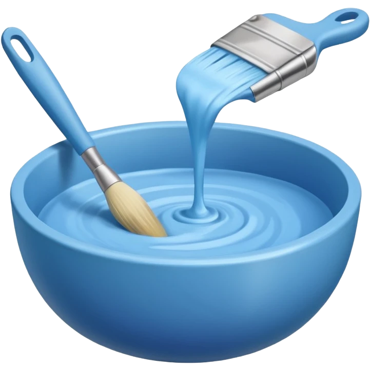 bowl of pastel blue hair dye with a brush nearby emoji