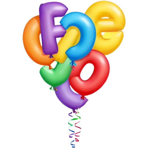 Ballooons that are in the shape of a E , T  and A emoji