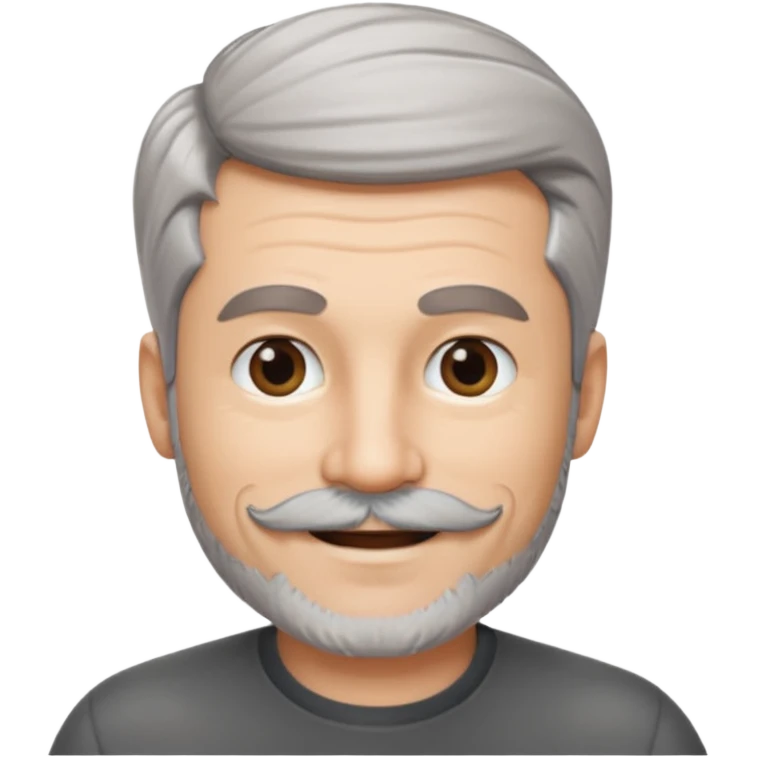 50 yr old man salt and pepper hair, side swept part, short beard and moustach emoji