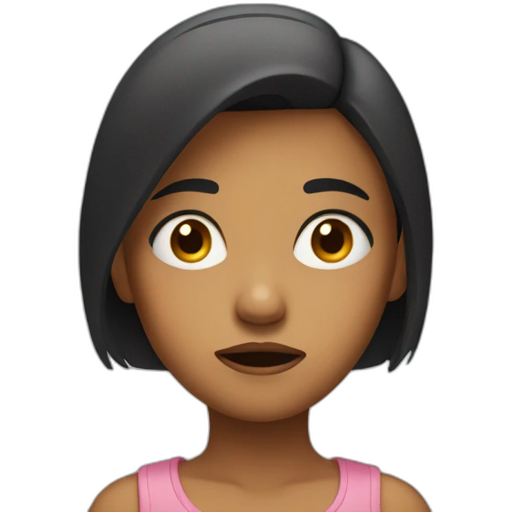 Girl with annoyed face emoji