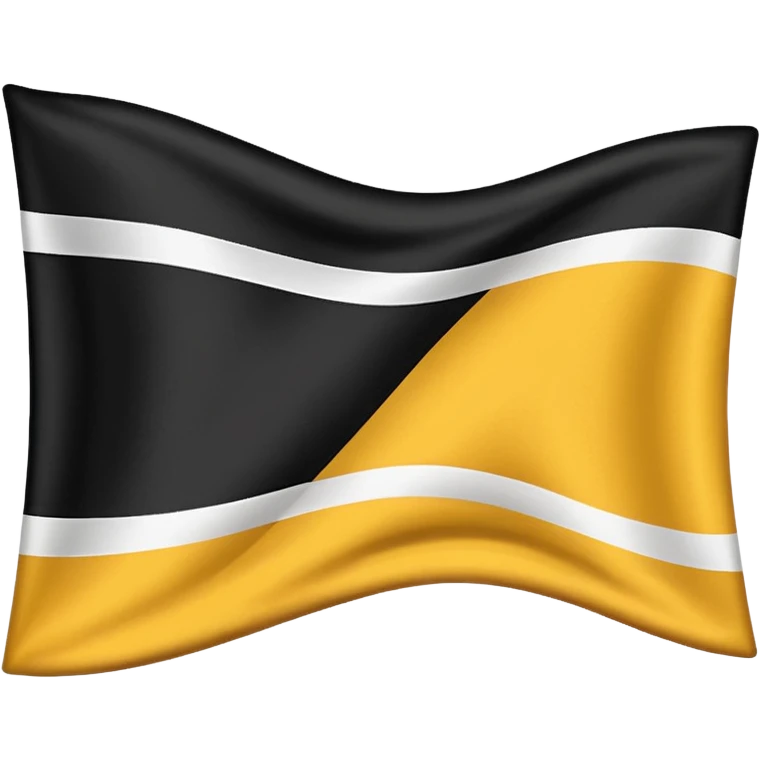 a tricolor flag with three equal horizontal bands of black, white and gold. emoji