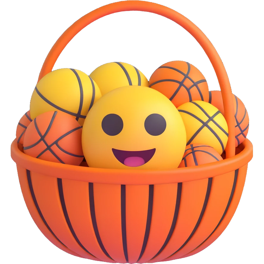 a ball basket, 3D emoji style emoji