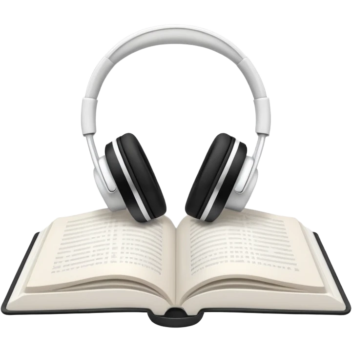 White headphones with a white open book emoji