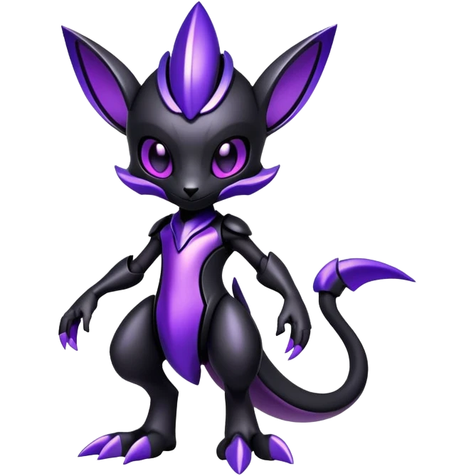 Modern futuristic black dark fakemon-creature with purple accents emoji