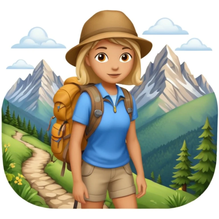 girl back packing mountains background  emoji