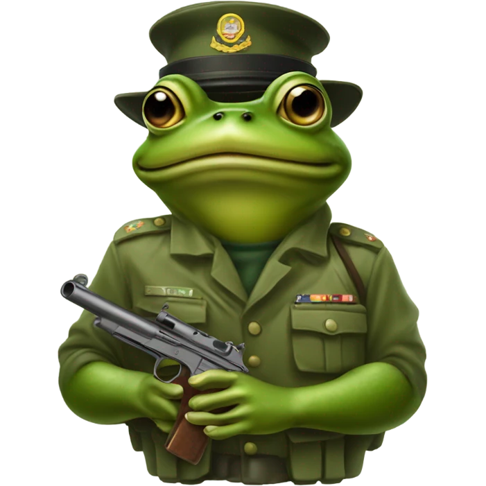 Army frog with a cigar and gun emoji
