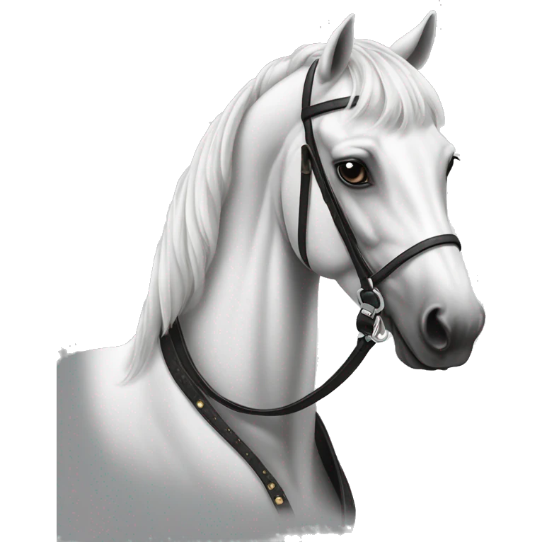 White and grey dotted dressage horse emoji