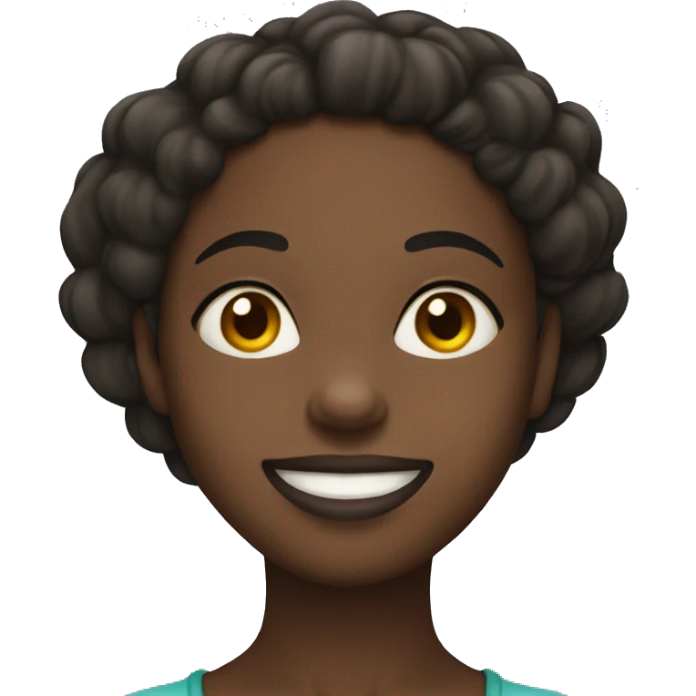 Black Girl with two hands under her chin, smiling emoji
