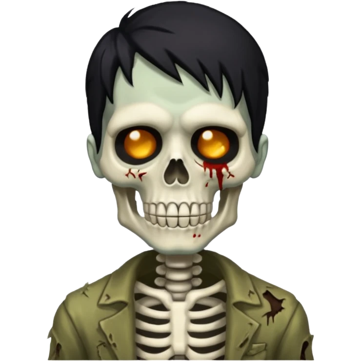 skeleton zombie black hair emoji