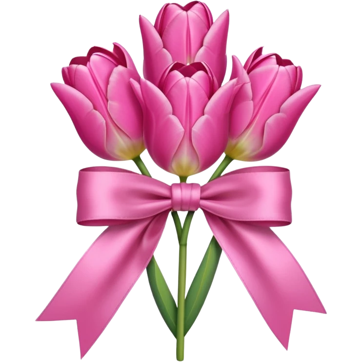 Pink tulips with a bow emoji