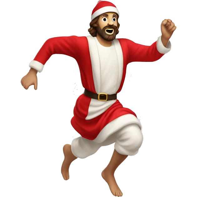 skipping sprint Jesus santa costume emoji