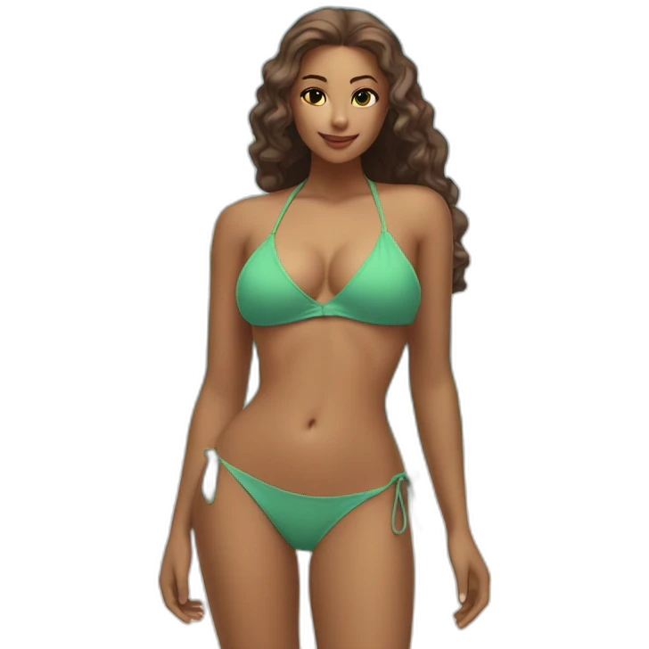 Slim-thicc Caucasian woman small bikini pose (beach body) emoji