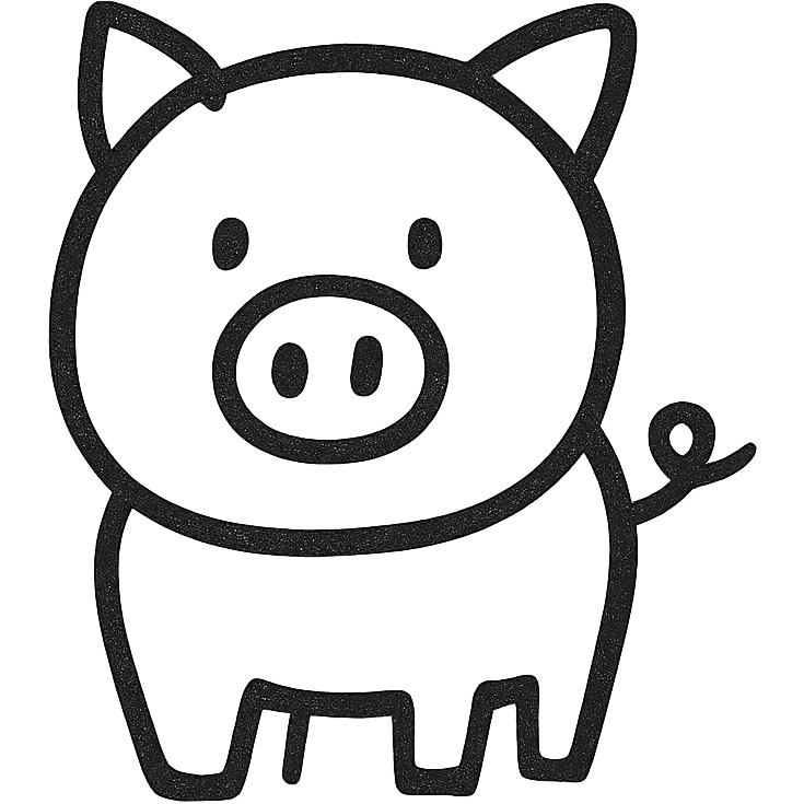 hand drawn outlined icon of a pink animal, no fill, thick lines emoji