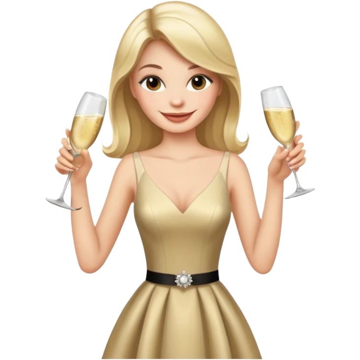high fashion model toasting with champagne, hyper realistic emoji
