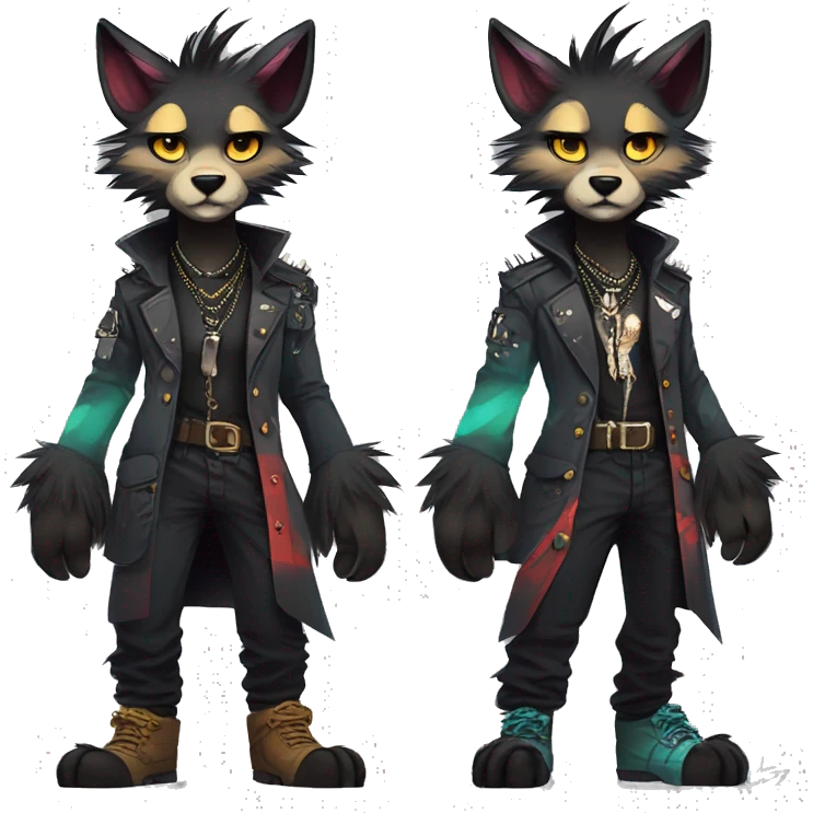 cool edgy animal fursona by griffsnuff & LiLaiRa & Falvie with badass colors and a spiked collar full body emoji