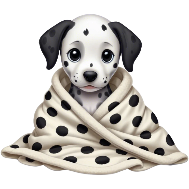 dalmatian puppy cozy in a blanket emoji