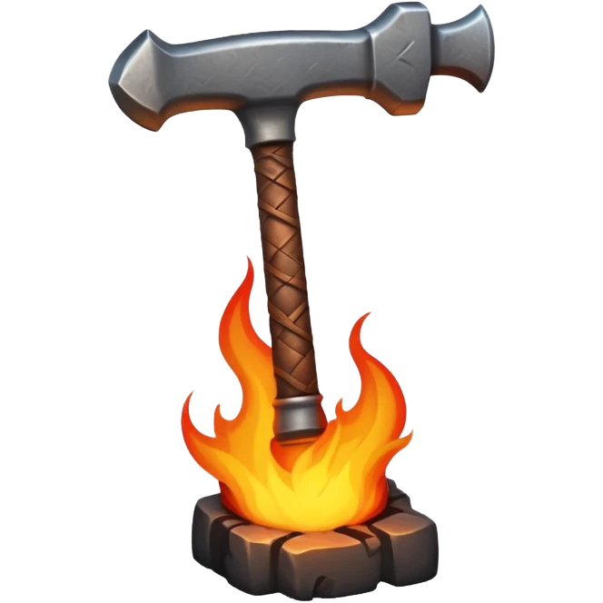 blacksmith hammer engulfed in flames emoji