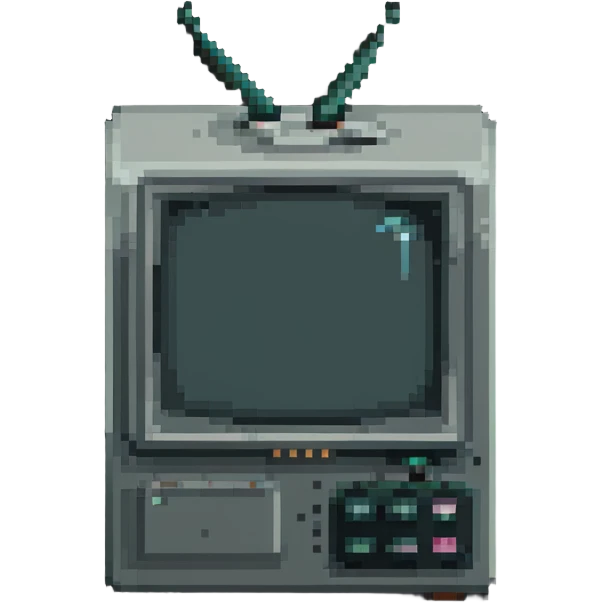 Pixelated old CRT television with knobs and antenna emoji