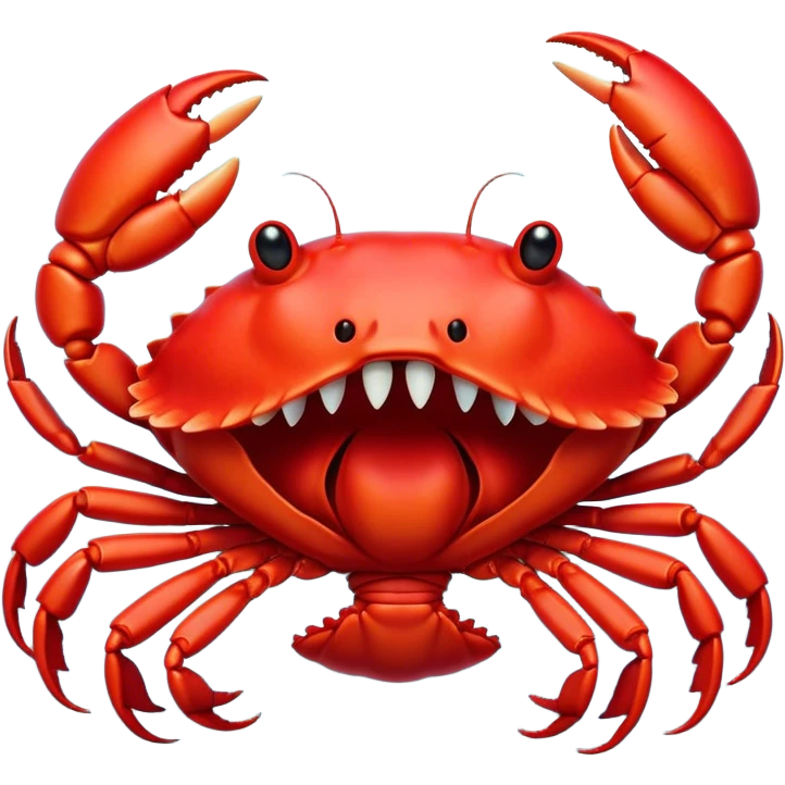 Cinematic Cute Yawning Red Crab Portrait Emoji, Head tilted slightly with a dramatic, wide-open yawn, showcasing a vivid, scarlet exoskeleton with softly drooping antennae and eyes half-closed in drowsy contentment, Simplified yet irresistibly adorable features, highly detailed, glowing with a soft, cozy oceanic glow, high shine, relaxed yet expressive, stylized with a dash of whimsical seaside charm, soft glowing outline, capturing the essence of a drowsy yet affectionate red crab that appears ready to scuttle out for a nap! emoji