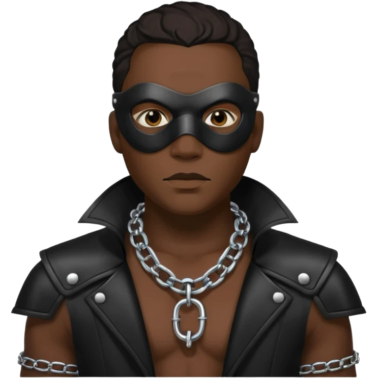Leather masked, leather clothing, dark guy wearing chain collar emoji