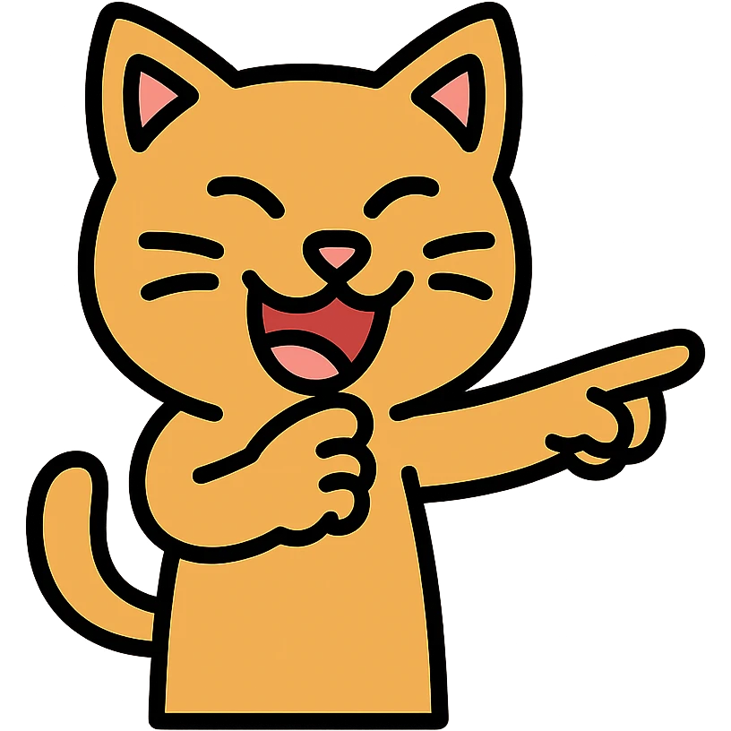 cat pointing and laughing icon emoji