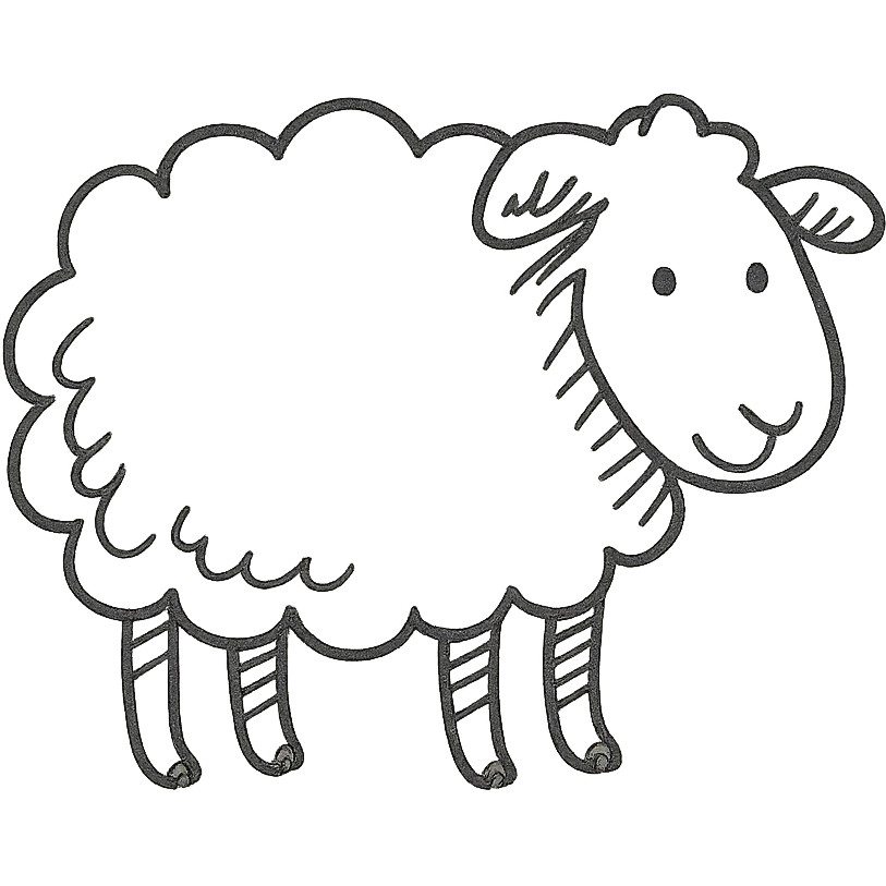 hand-drawn outlined sheep icon emoji