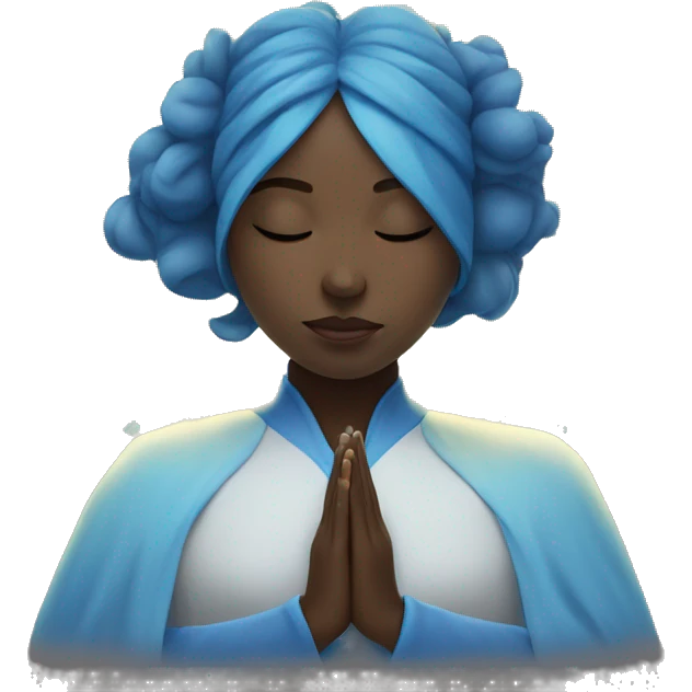 a spiritual girl with blue energy around her, peaceful and soothing emoji