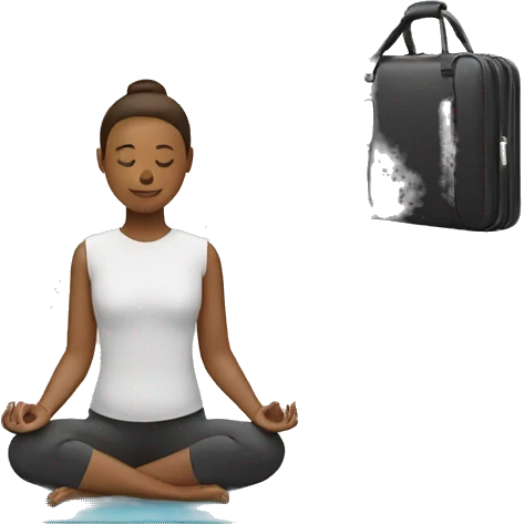 person doing yoga with briefcase next to them emoji